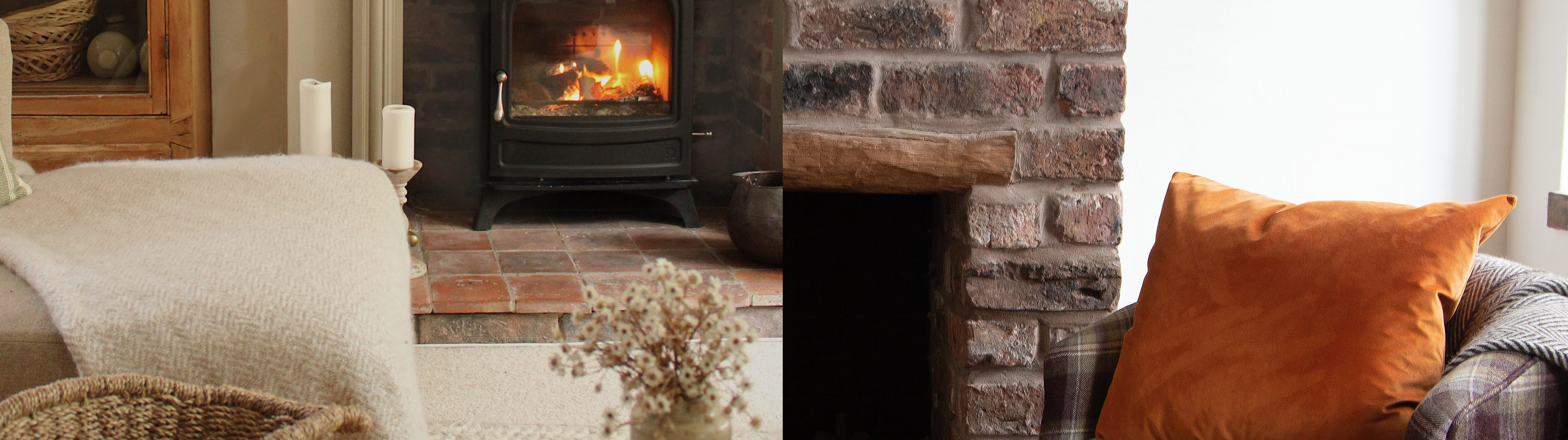 Left image: Holborn 5 Widescreen stove - source @theoldcottage Right image:White Clay - source @earthbornpaints